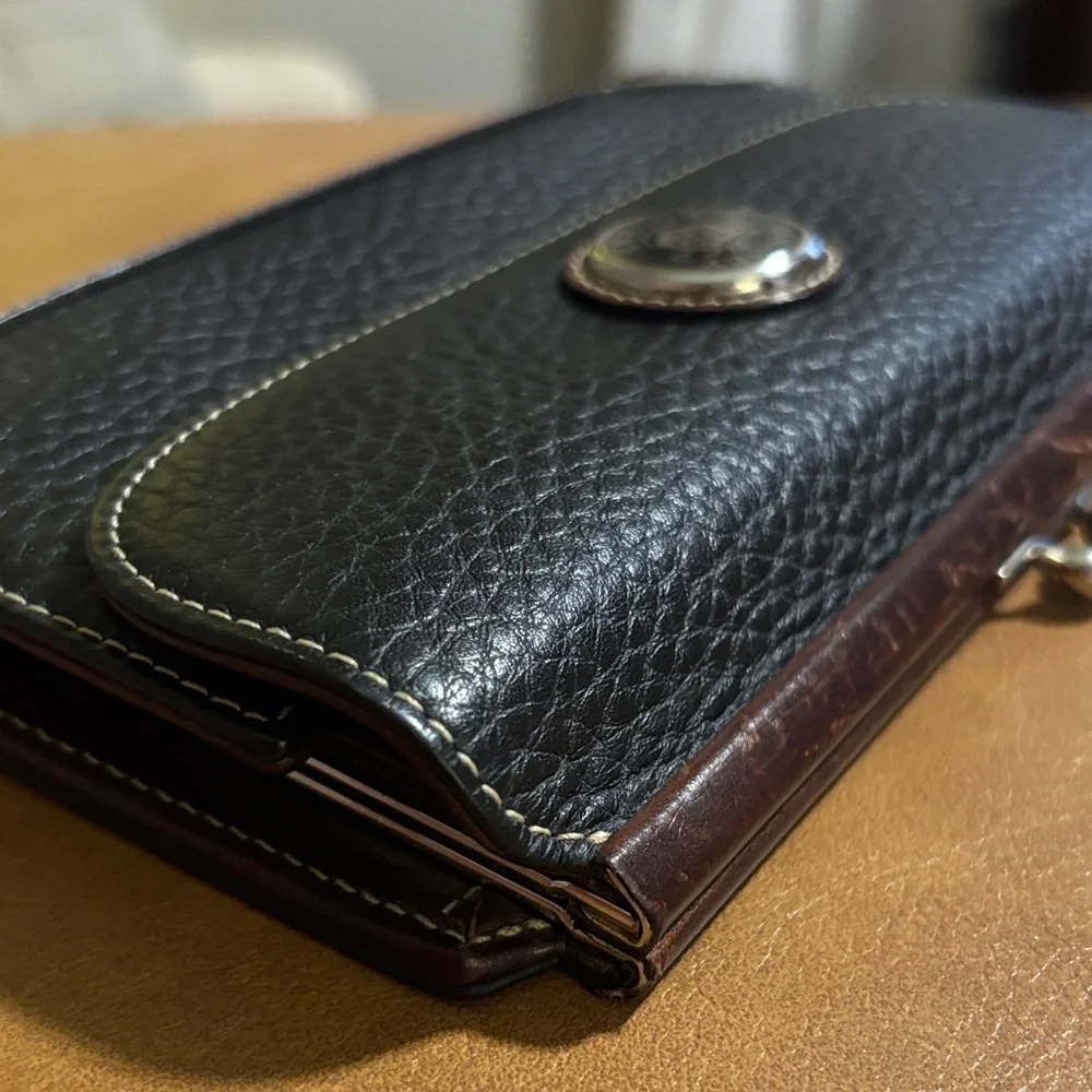 Dooney & Bourke Black Leather Wallet with Gold Accent